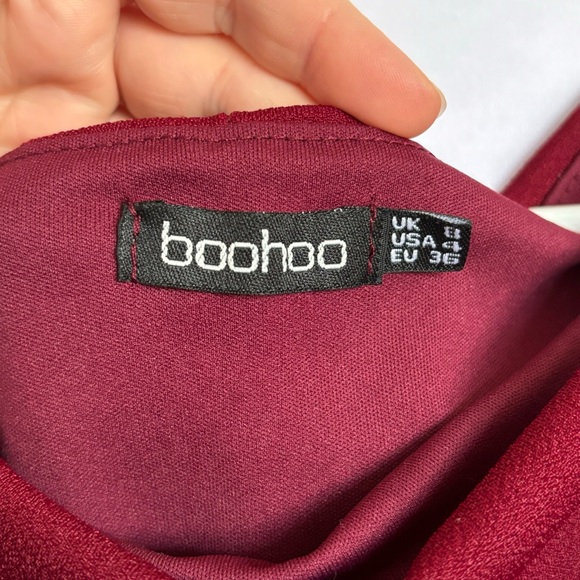 Red off the shoulder Boat neck Boohoo bodysuit | Size 4 | New without tags - Picture 5 of 7